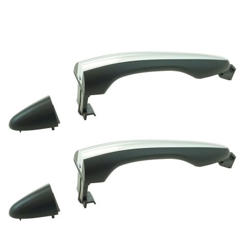 12-15 Kia Optima (w/o smart entry) Black & Chrome Exterior Door Handle Rear Pair