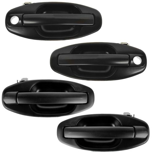 01-06 Hyundai Sante Fe Front & Rear PTM Black Outside Door Handle Kit (4pc)