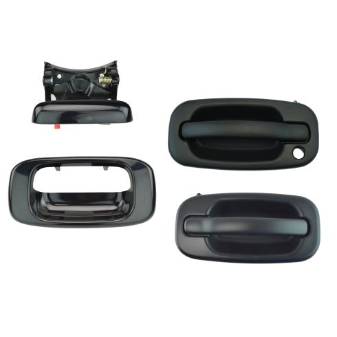 99-07 Silverado, Sierra Front PTM Black Door Handle & Tailgate Handle Kit (4pc)