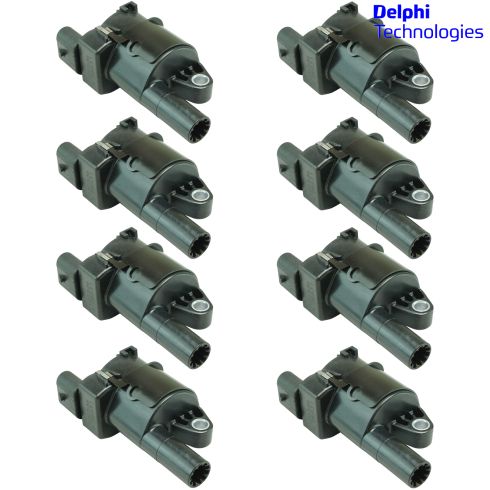 05-13 GM, Hummer, Saab Multifit w/V8 (Delphi - Round Style) Ignition Coil Set of 8 (Delphi)
