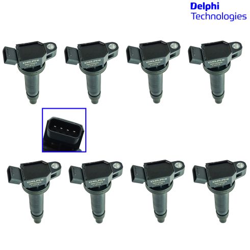 03-15 Toyota; 08-14 Lexus, Scion Multifit w/8 Cyl Ignition Coil Set of 8 (Delphi)