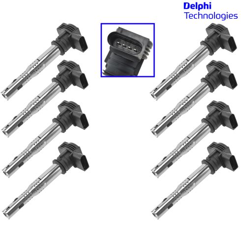 Audi 07-08 RS4; 13-15  RS5 Engine Ignition Coil Set of 8 (Delphi)