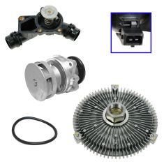 99-06 BMW Multifit Radiator Fan Clutch, Water Pump w/Metal Impellar, Plastic Tstat Housing