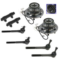 95-00 GM FS Truck SUV w/4WD Front Wheel Bearing & Hub Assy w/Tie Rod Kit (Set of 8)