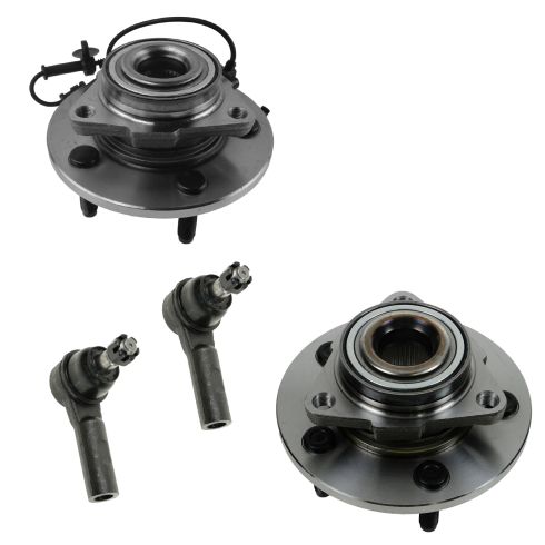 06-08 Dodge 1500 w/RWAL (w/Eng Spd Sensor) Front Wheel Hub & Bearing w/Outer Tie Rod Kit (Set of 4)
