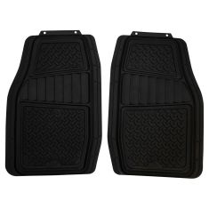 ARMOR ALL: Trim to Fit Diamond Plate Design HD BLACK Rubber Interior Truck/SUV Floor Mat (2 PCE SET)