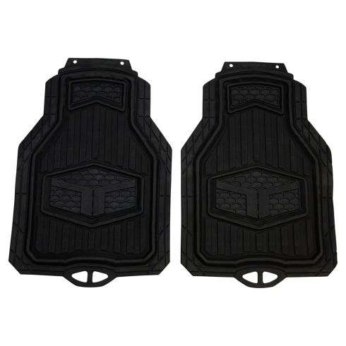 Custom Accessories TRUCK TUFF: Trim to Fit Heavy Duty BLACK Rubber Truck Floor Mat (2 Piece Set)