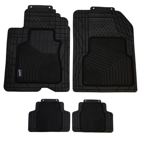 Custom Accessories Smart Fit: Trim to Fit All Season HD BLACK Rubber CAR Floor Mat (4 Piece SET)