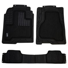 Custom Accessories Smart Fit: Trim to Fit All Season HD BLACK Rubber TRUCK Floor Mat (3 PIECE SET)