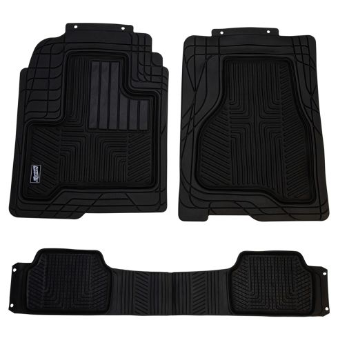 Custom Accessories Smart Fit: Trim to Fit All Season HD BLACK Rubber TRUCK Floor Mat (3 PIECE SET)