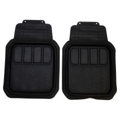 Custom Accessories Custom Mats: Trim to Fit All Season BLACK Rubber DEEP TRAY Floor Mat (2 PCE SET)