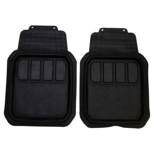 Custom Accessories Custom Mats: Trim to Fit All Season BLACK Rubber DEEP TRAY Floor Mat (2 PCE SET)