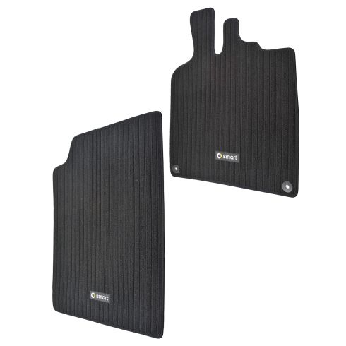 08-13 Smart Fortwo LHD ~SMART~ Logoed Black Carpeted Floor Mat PAIR (Smart)