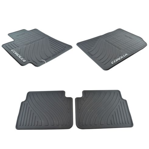 09-13 Toyota Corolla Molded Black Rubber ~COROLLA~ Logoed All Weather Floor Mat Kit (Set of 4)