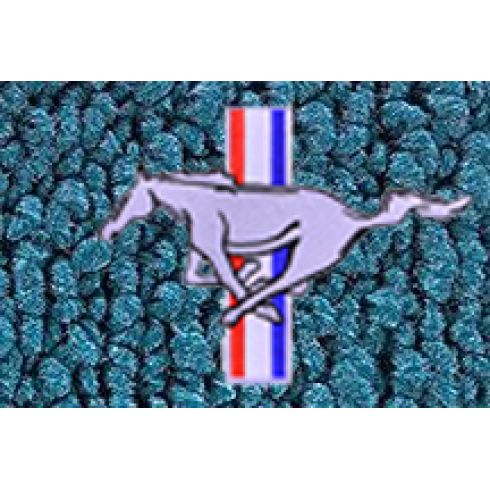 64-68 Ford Mustang Ford Blue 80/20 Loop Front & Rear Floor Mat w/Silver Pony Emblem (Set of 4)