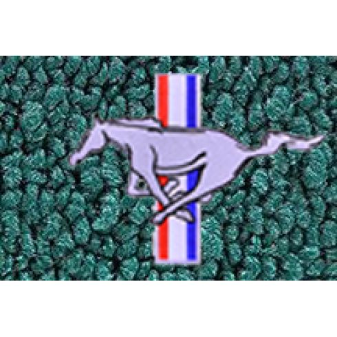 64-68 Ford Mustang Aqua 80/20 Loop Front & Rear Floor Mat w/Silver Pony Emblem (Set of 4)