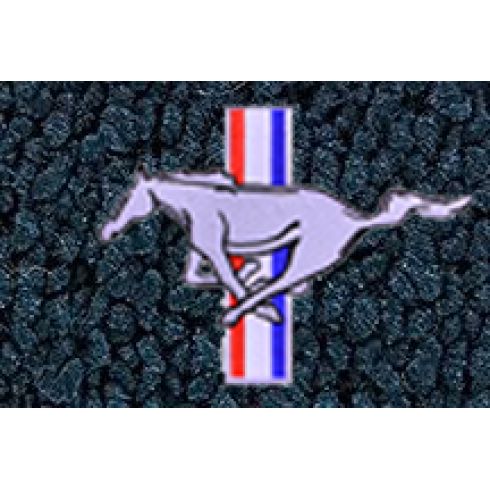 64-68 Ford Mustang Dark Blue 80/20 Loop Front & Rear Floor Mat w/Silver Pony Emblem (Set of 4)