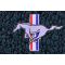 64-68 Ford Mustang Dark Blue 80/20 Loop Front & Rear Floor Mat w/Silver Pony Emblem (Set of 4)