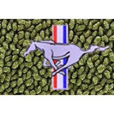 64-68 Ford Mustang Moss Green 80/20 Loop Front & Rear Floor Mat w/Silver Pony Emblem (Set of 4)