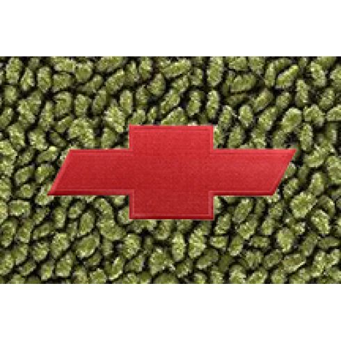 68-72 Chevy Chevelle, Malibu Moss Green 80/20 Loop Frt & Rr Flr Mat w/Metallic Gld Bwtie Emb (Set 4)