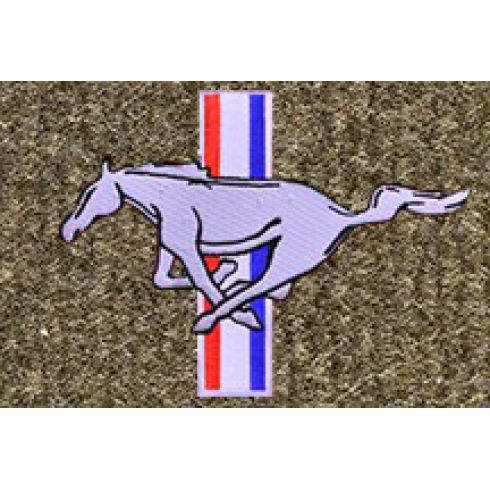 79-93 Ford Mustang Sandalwood Cutpile Front & Rear Floor Mat w/Silver Pony Emblem (Set of 4)