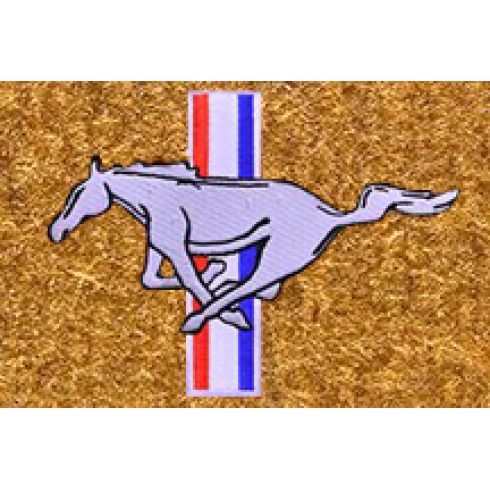 79-93 Ford Mustang Chamoise Cutpile Front & Rear Floor Mat w/Silver Pony Emblem (Set of 4)