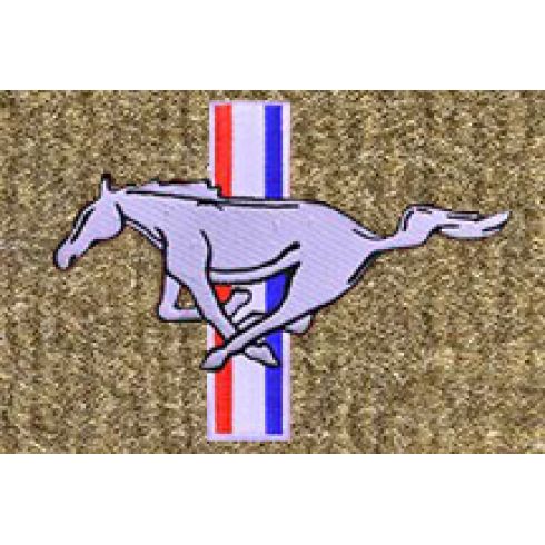 79-93 Ford Mustang Medium Saddle Cutpile Front & Rear Floor Mat w/Silver Pony Emblem (Set of 4)