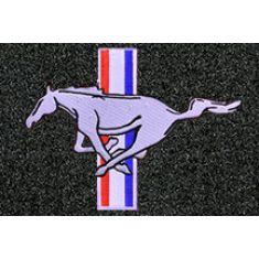 79-93 Ford Mustang Ebony Cutpile Front & Rear Floor Mat w/Silver Pony Emblem (Set of 4)