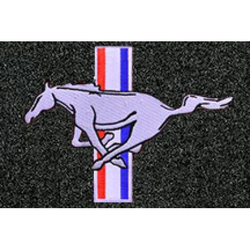 79-93 Ford Mustang Ebony Cutpile Front & Rear Floor Mat w/Silver Pony Emblem (Set of 4)
