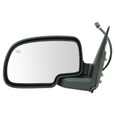 99-02 GM Truck Pwr Htd Gloss Black Mirror LH