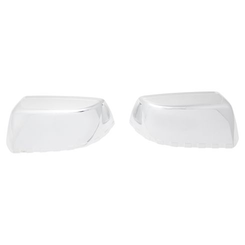 15-18 GM FS SUV (w/OE or AF Mir) UPGRADE Checker Flag Clip In Style Chrome Mirror Cap PAIR