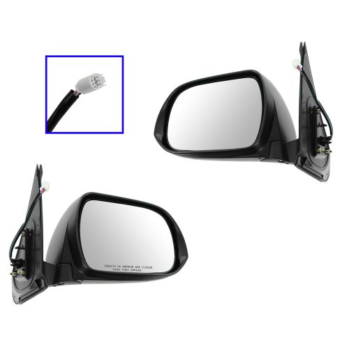 12-13 Toyota Tacoma Power w/Turn Signal Black w/Chrome Cap Mirror PAIR