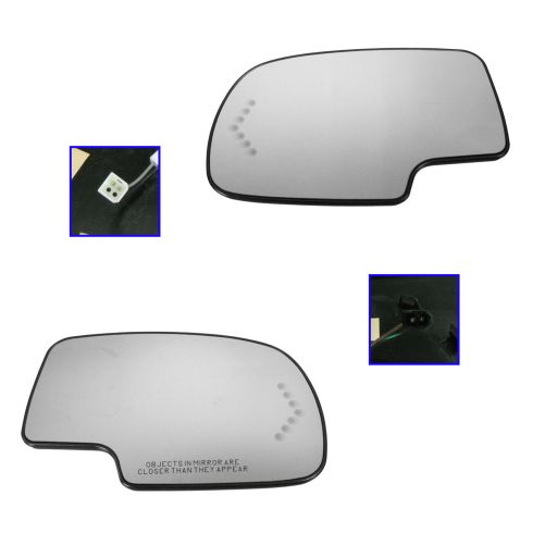 03-07 GM Full Size PU & SUV Heated Turn Signal w/ Back Plate Mirror Glass PAIR