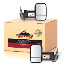 14-15 GM Silverado Sierra Dual Arm Telescopic Pwr Htd (w/Smoke Signal on Hsg) Text Blk Tow Mir PAIR