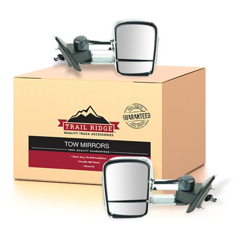 14-15 GM Silverado Sierra Dual Arm Telescopic Pwr Htd (w/Smoke Signal on Hsg) Chrme Cap Tow Mir PAIR