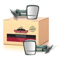 14-17 Chevy Silverado, GMC Sierra 1500, 2500, 3500 Textured Black Manual Telescoping Tow Mirror PAIR