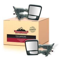 07-14 Ford F150 Power Folding Htd Smoke TS/Clearance LT w/Memory Gl Blk Txt Tow Mir PAIR (TR)