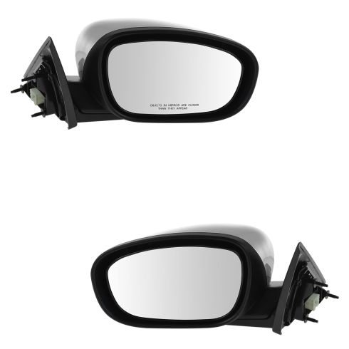 06-10 Chrysler 300; 05-08 Dodge Magnum Manual Folding Power Heated Black w/Chrome Cap Mirror Pair
