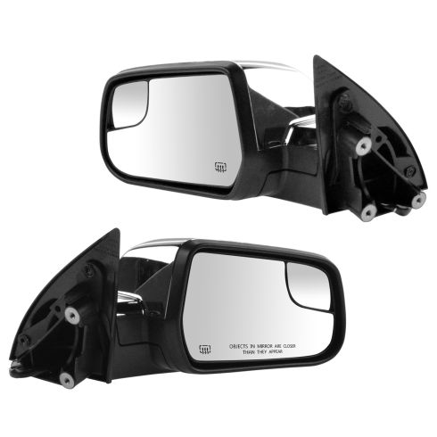 10-15 Equinox, Terrain Power Heated Textured Black w/Chrome Cap Mirror w/Convex Insert Pair