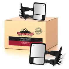 07-14 Ford F150 Power Folding Heated Smoked TS/Clearance LT Dual Arm & Glass Blk Crm TOW Mir PAIR