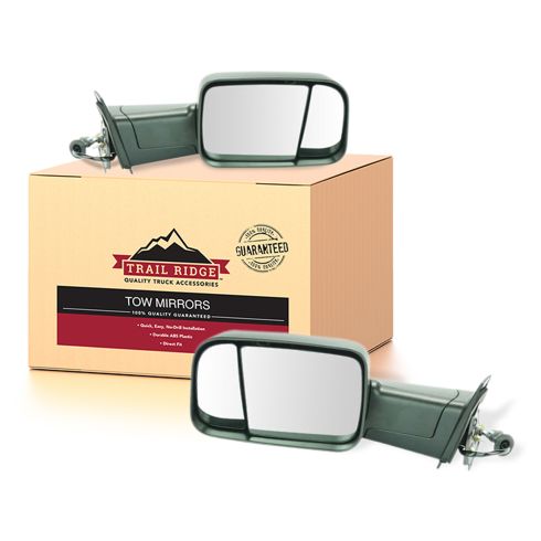 94-97 Dodge Ram 1500-3500 Twin Motor Pwr Flding, w/4th Gen Hd, Instal Kit, Upgrade Text Tow Mir PAIR