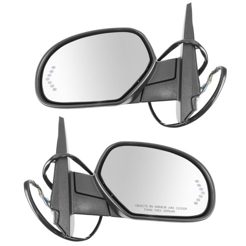 07-08 Silverado,Sierra 1500-3500 New Body Power Folding, Htd, Memory, 7 LED TS Txt Cover Mirror PAIR