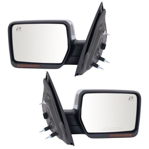 Pwr Heat Memory Turn Signal Puddle Mirror Pair Chrome