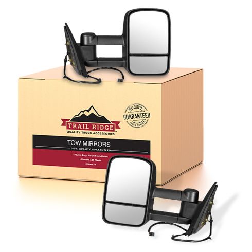 14-15 Silverado Sierra Power Heated Textured Black Tow Mirror Pair (Trail Ridge)