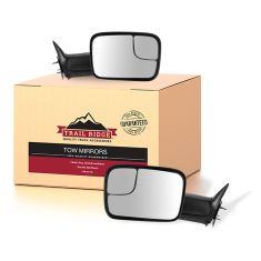 94-02 Dodge Ram 7x10 Manual Textured Black Flip-Up Tow Mirror Pair (Trail Ridge)
