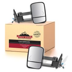 03-07 GM Truck SUV Power Heated Red Chevron Signal Text Black Tow Mirror PAIR (Trail Ridge)