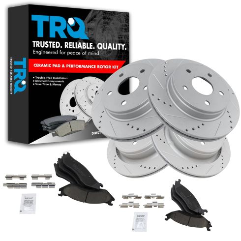 02-05 Dodge Ram 1500; 04-06 Durnago Front & Rear Performance Disc Brake Rotor w/ Ceramic Pads