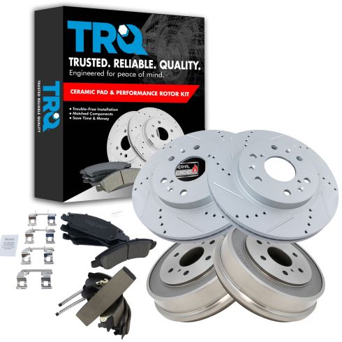 07-08 Chevy Silverado 1500, GMC Sierra 1500 Front & Rear Performance Disc Brake Pad Rotor & Drum Kit