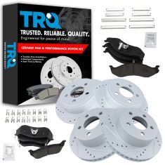 03-06 Jeep Wrangler Front & Rear Posi Ceramic Brake Pad & Performance Rotor Kit