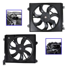 04 Kia Spectra 2.0L, 05-09 Spectra Radiator & AC Condenser Fan PAIR